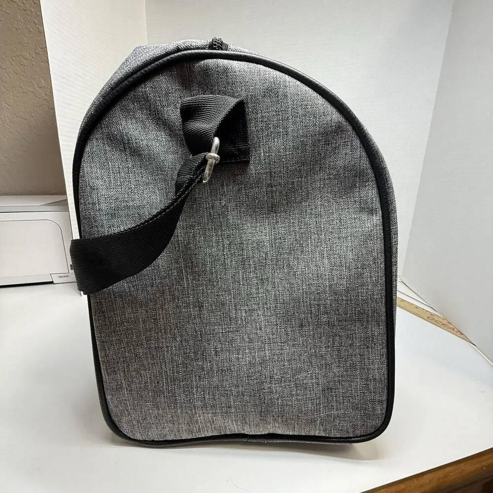 Jimmy Choo Gray & Black Large Travel Weekender Gym Zip Shoulder Duffle Bag New